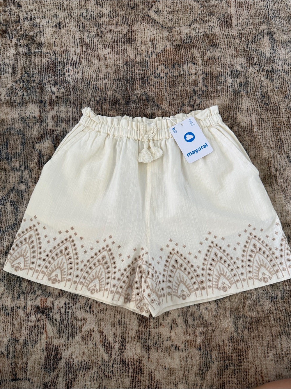 Girls ivory broderie anglaise shorts by Mayoral Size 14